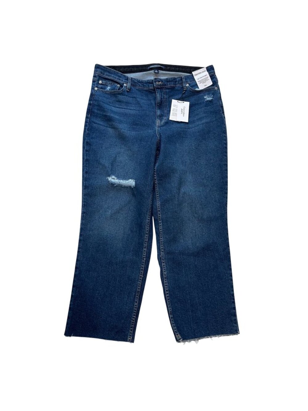 Calvin Klein High Rise Straight Jeans Women's Plus Size 18W Distressed Mom Style